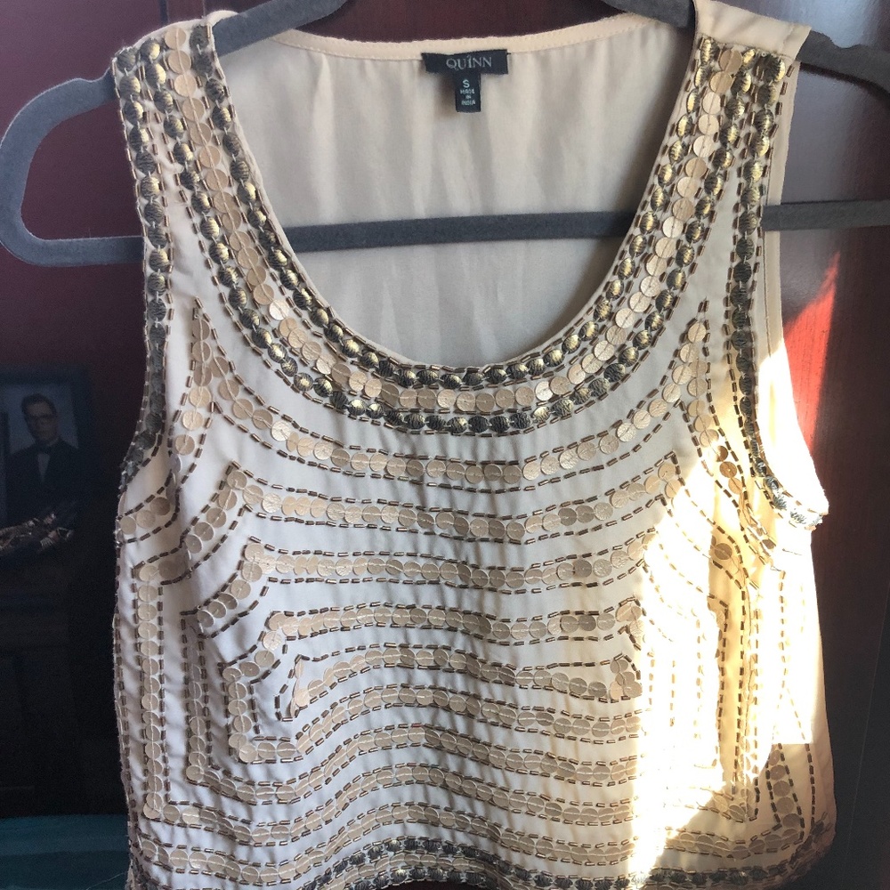 Quinn cream sequin top